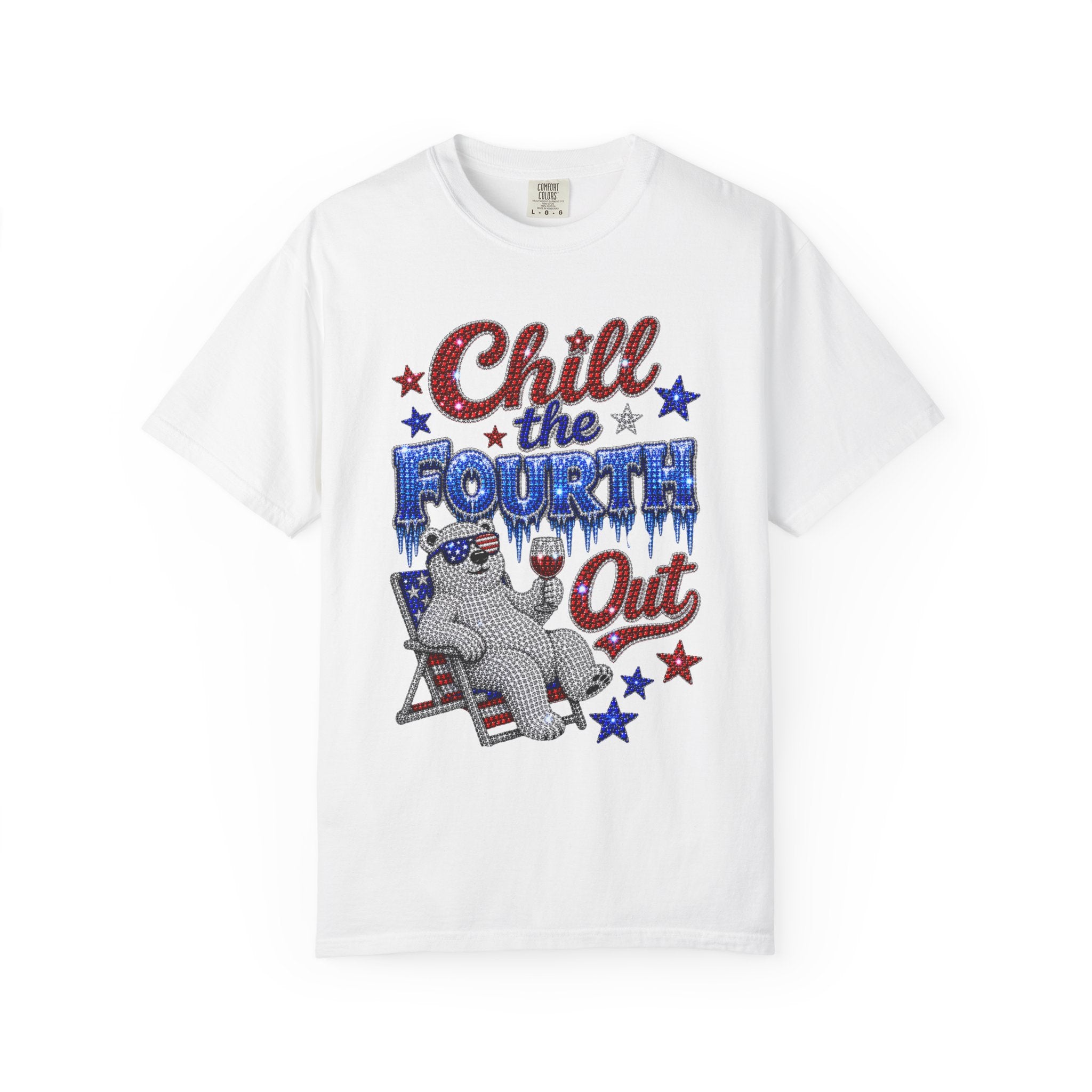 Chill the Fourth Out T-Shirt — Patriotic Relaxed Bear 4th of July Tee