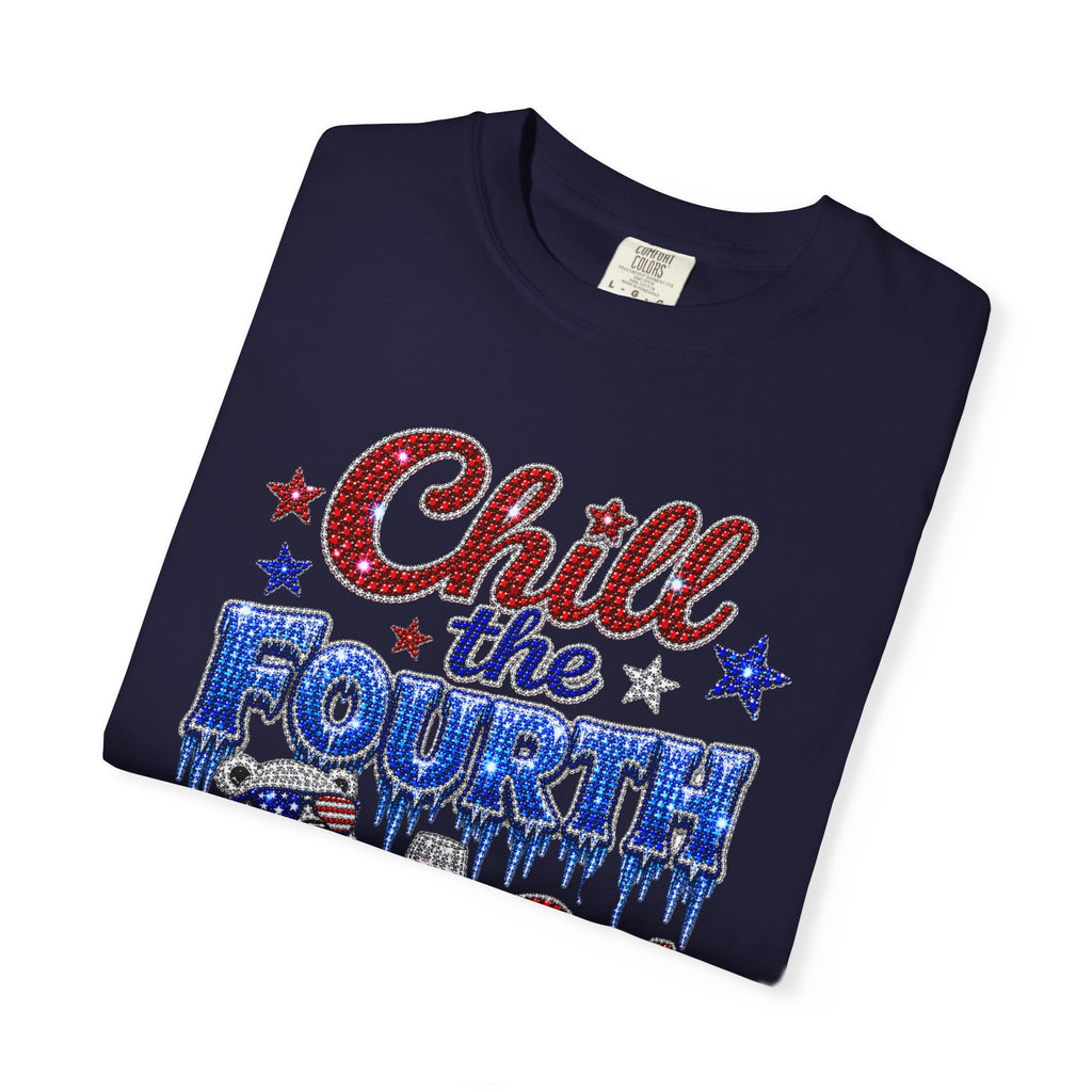 Chill the Fourth Out T-Shirt — Patriotic Relaxed Bear 4th of July Tee
