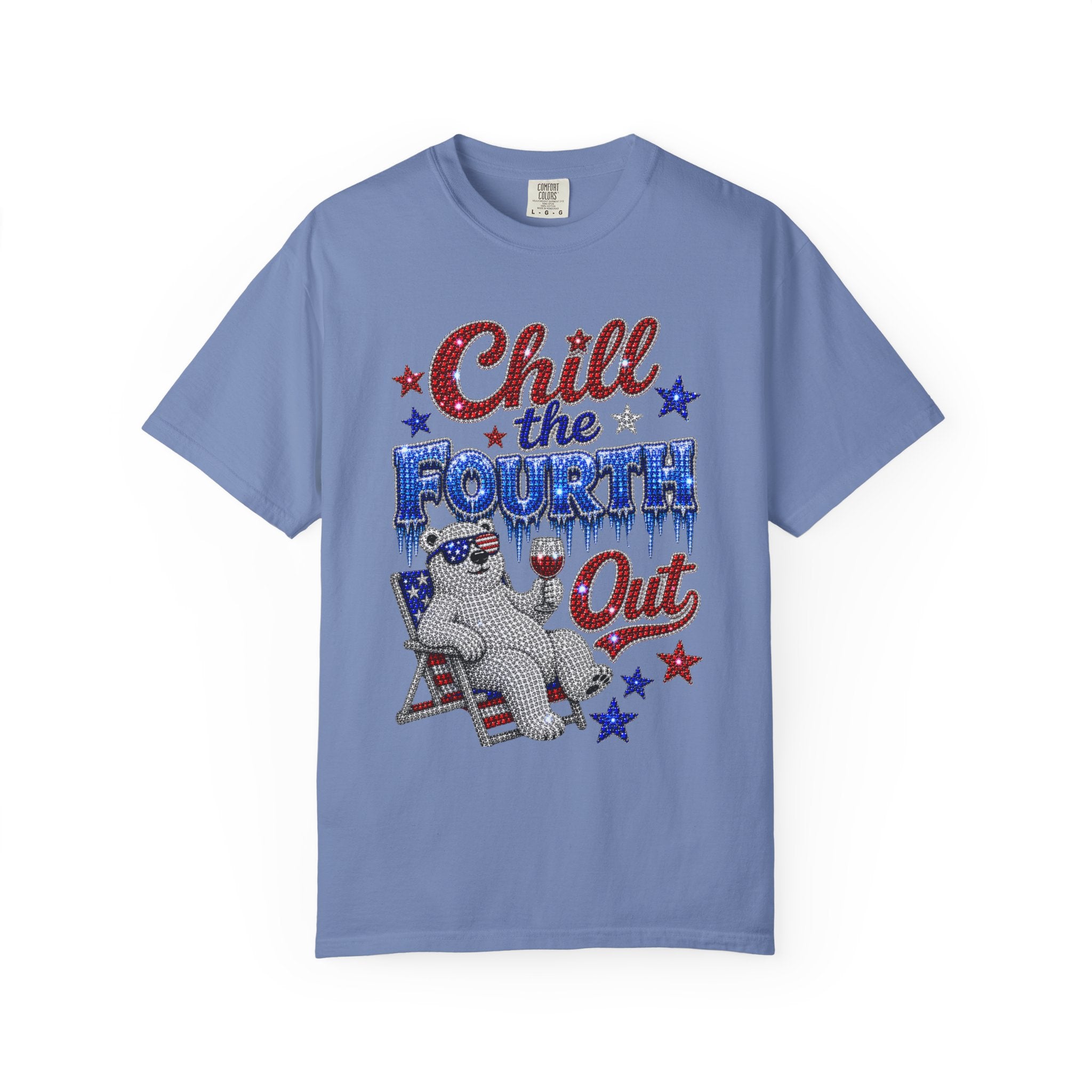 Chill the Fourth Out T-Shirt — Patriotic Relaxed Bear 4th of July Tee