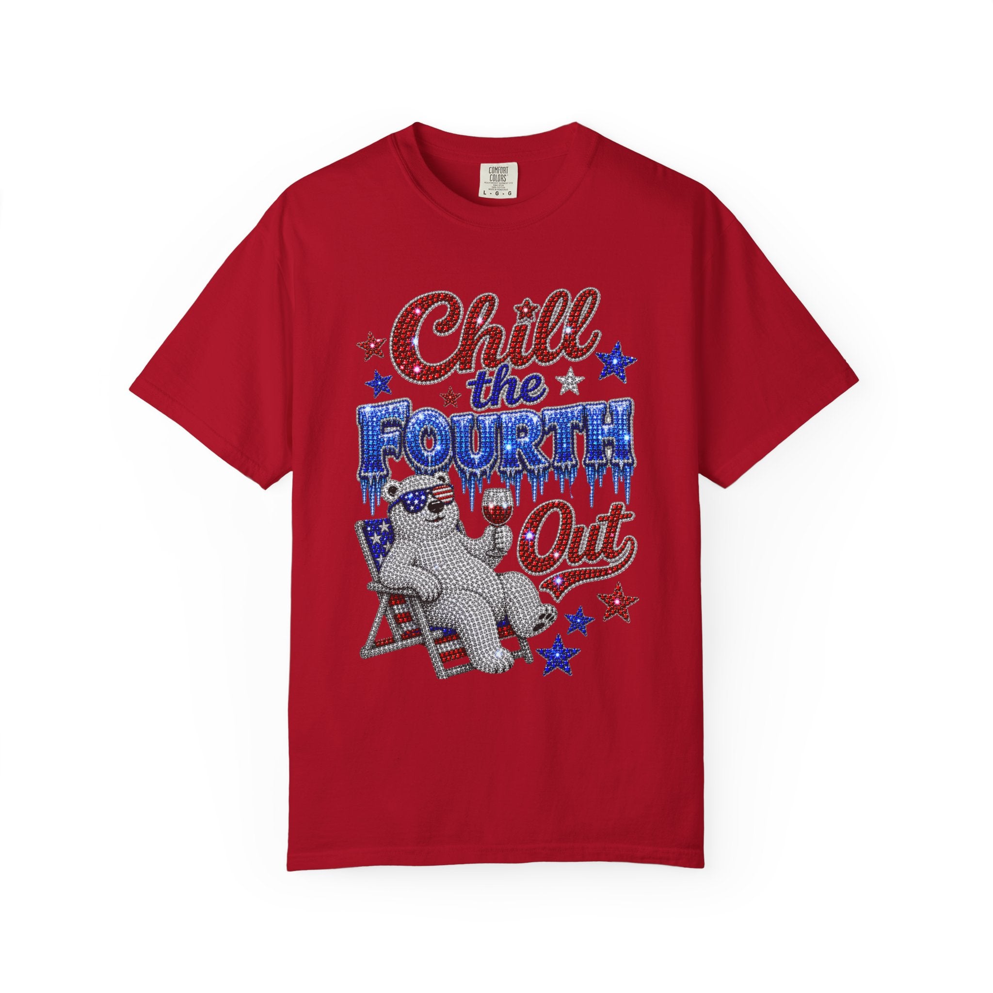 Chill the Fourth Out T-Shirt — Patriotic Relaxed Bear 4th of July Tee