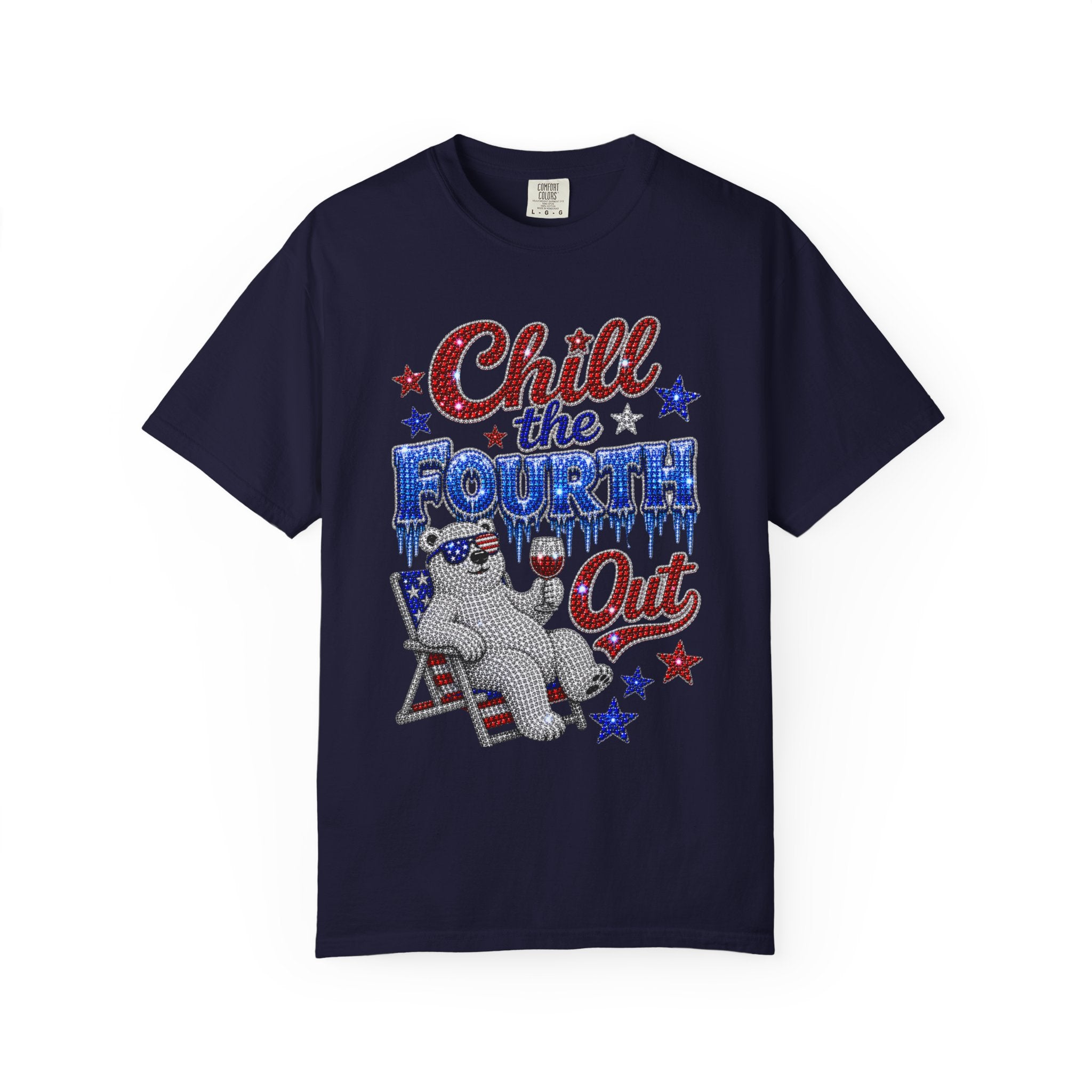 Chill the Fourth Out T-Shirt — Patriotic Relaxed Bear 4th of July Tee