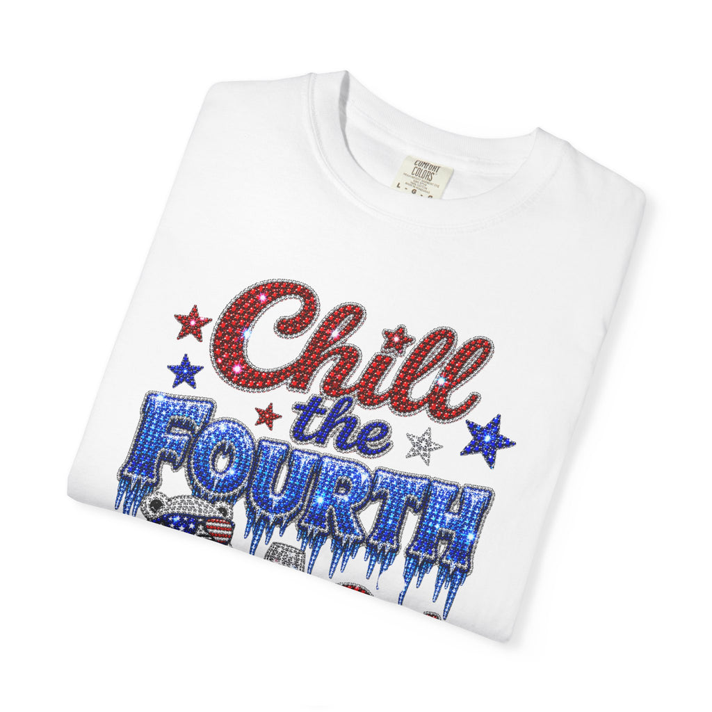 Chill the Fourth Out T-Shirt — Patriotic Relaxed Bear 4th of July Tee