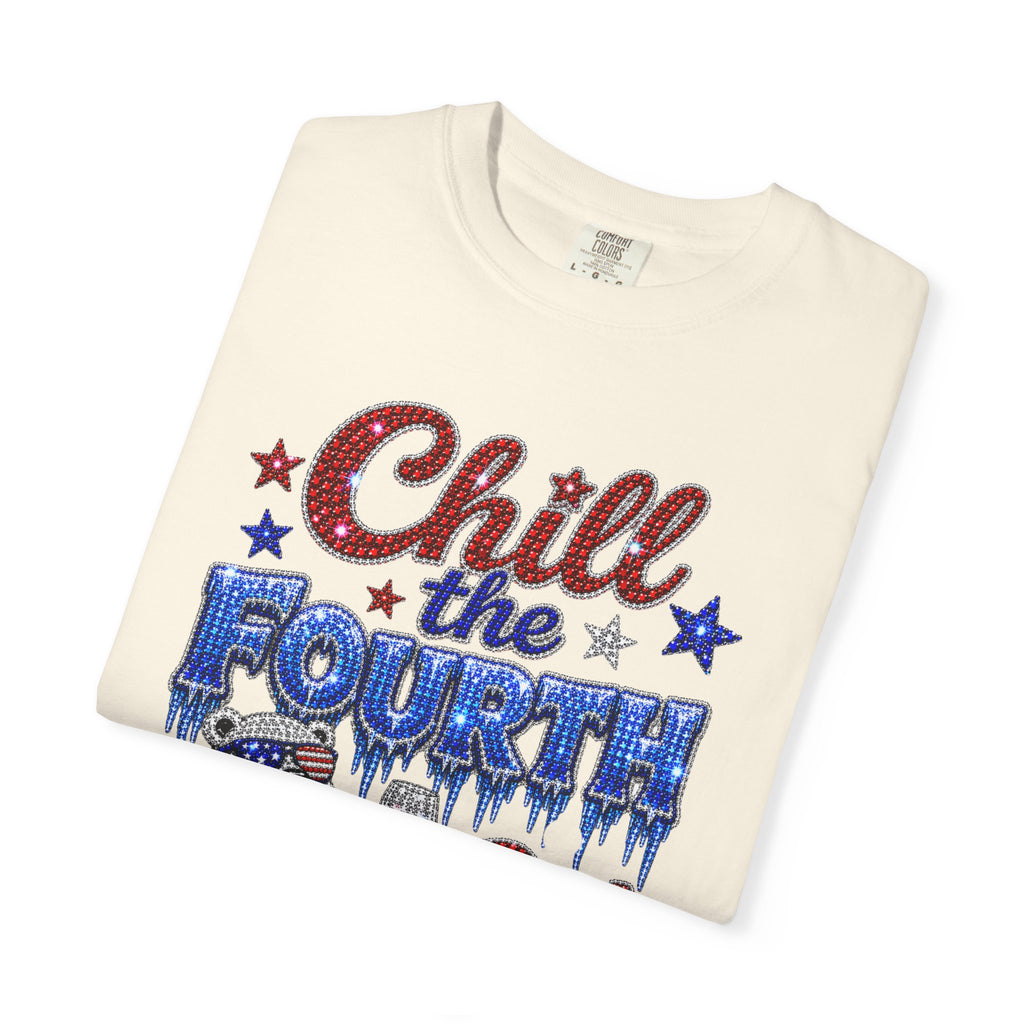 Chill the Fourth Out T-Shirt — Patriotic Relaxed Bear 4th of July Tee