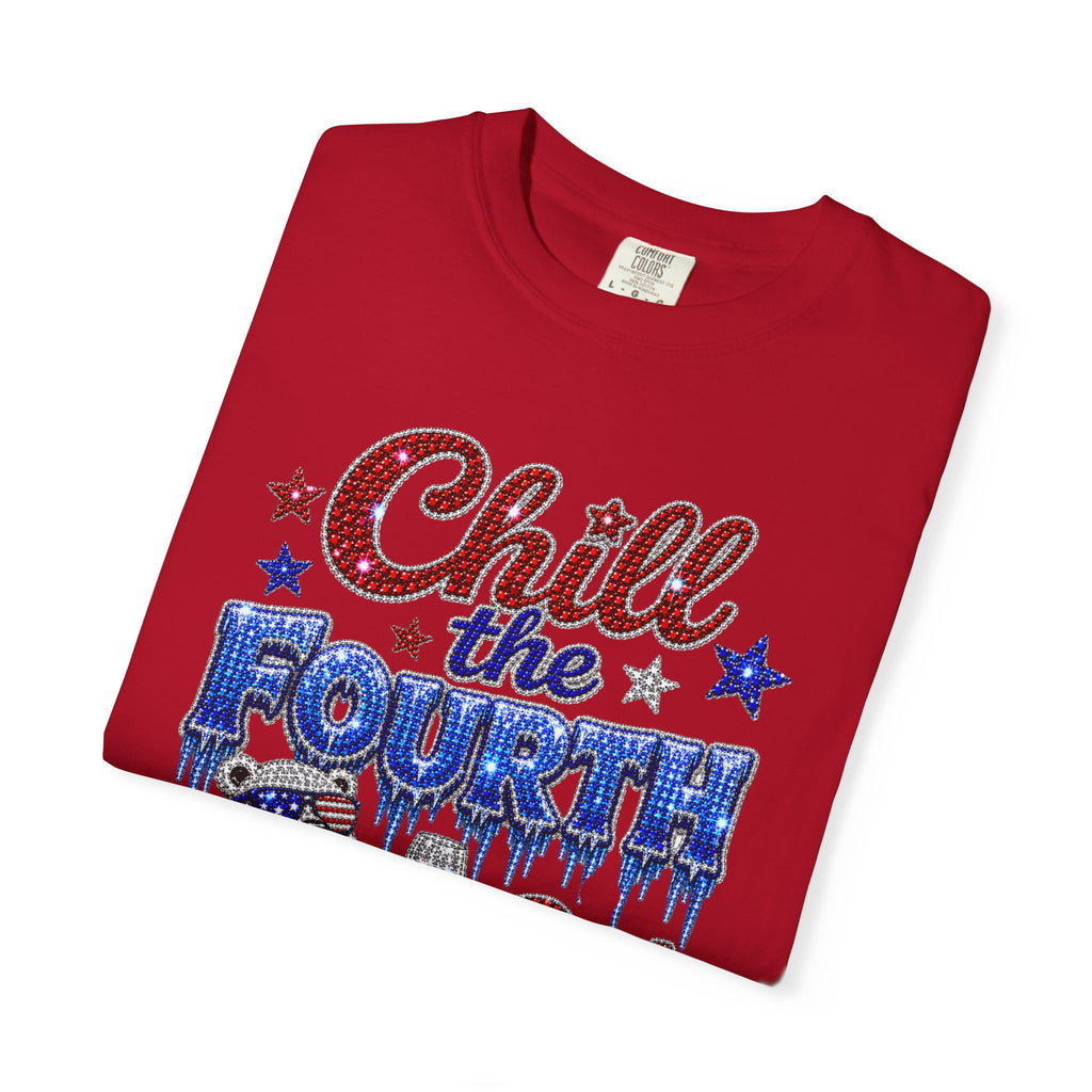 Chill the Fourth Out T-Shirt — Patriotic Relaxed Bear 4th of July Tee
