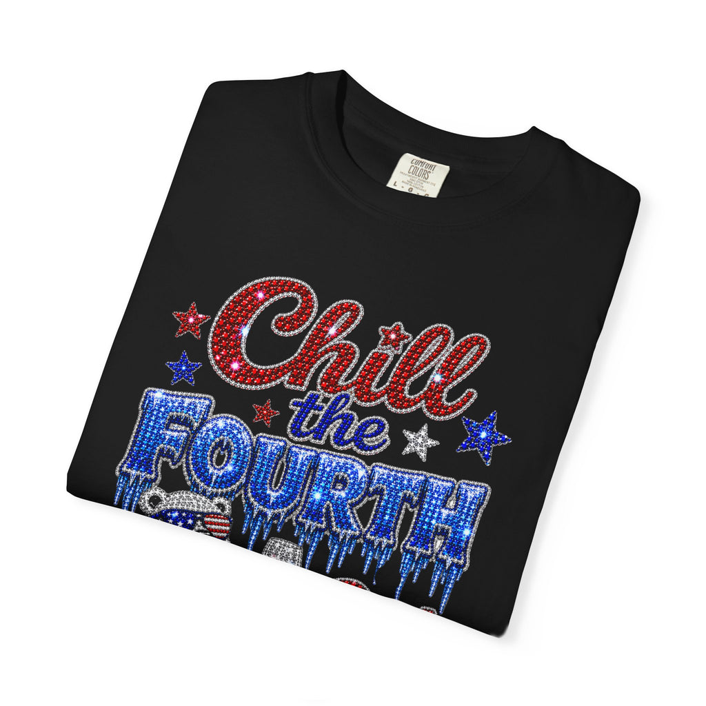 Chill the Fourth Out T-Shirt — Patriotic Relaxed Bear 4th of July Tee