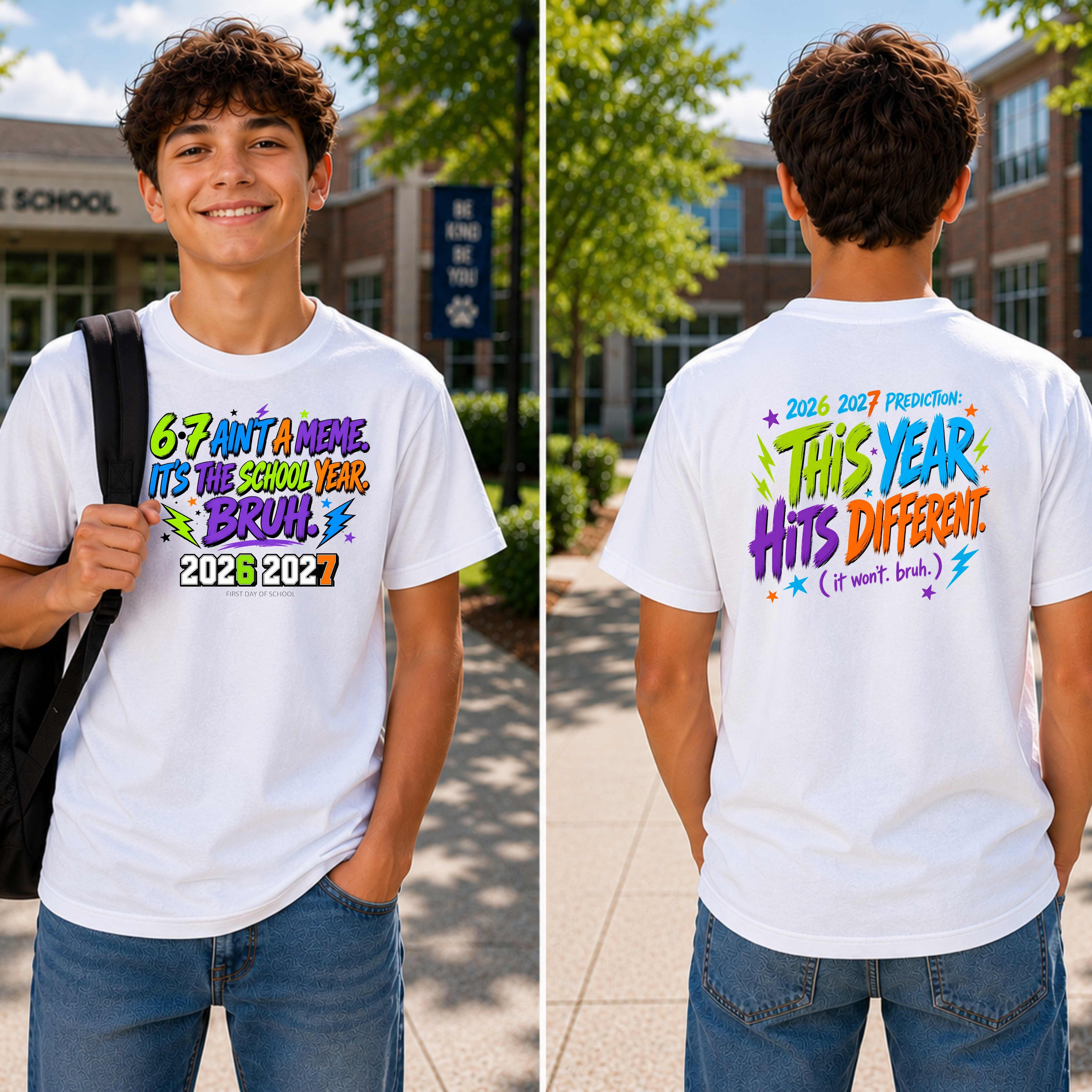 Youth Tee  "6-7 Ain't a Meme, It's the School Year Bruh" 2026-2027 Back-to-School Shirt