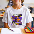 Back To school Toddler Tee – 'Bruh 57' Cool Kid Graphic Shirt (Purple & Gold)