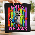 Youth Tee — Colorful 'Bruh We Back' Raccoon Graphic
