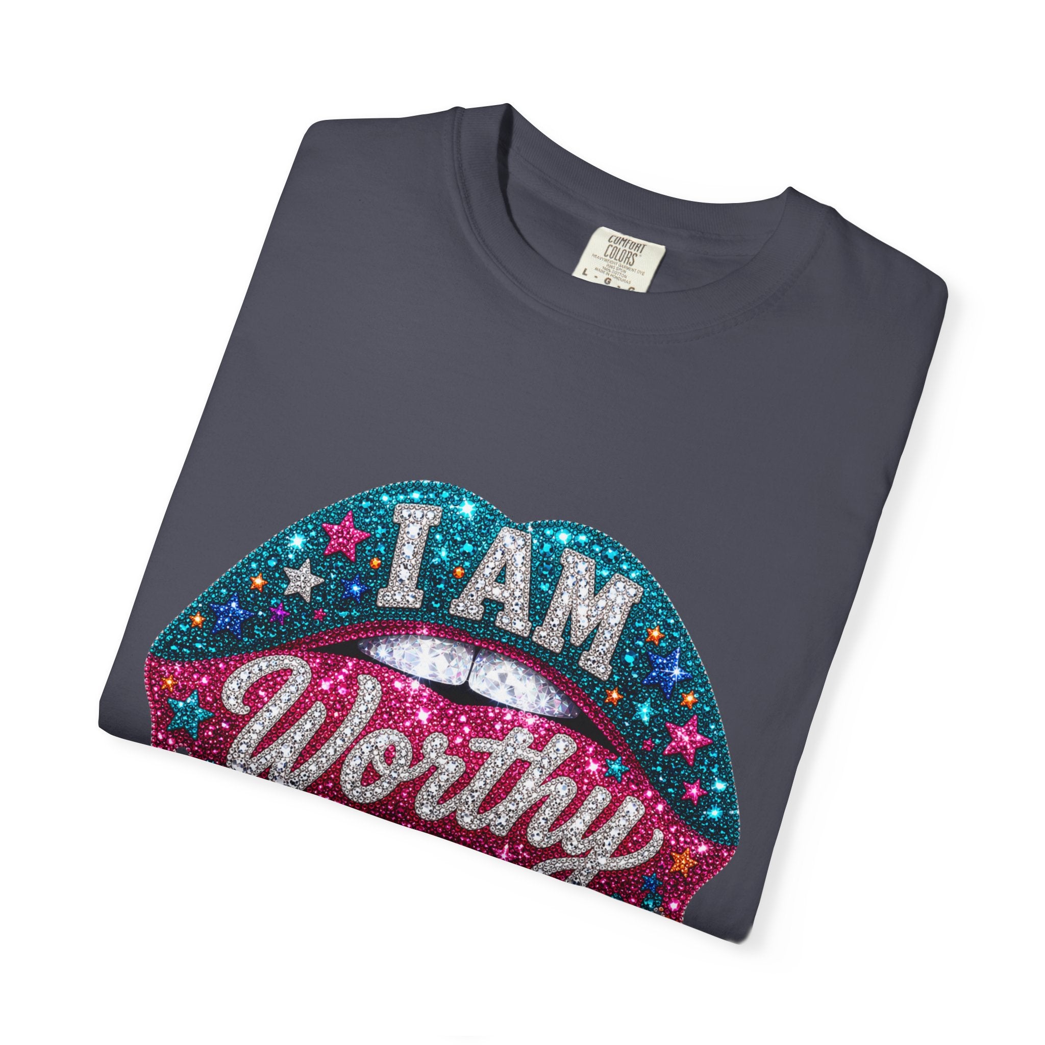I Am Worthy Glitter Drip T-Shirt — Inspirational Self-Love Graphic Tee