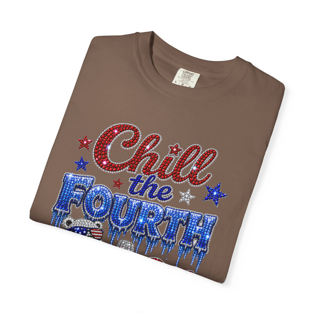 Chill the Fourth Out T-Shirt — Patriotic Relaxed Bear 4th of July Tee