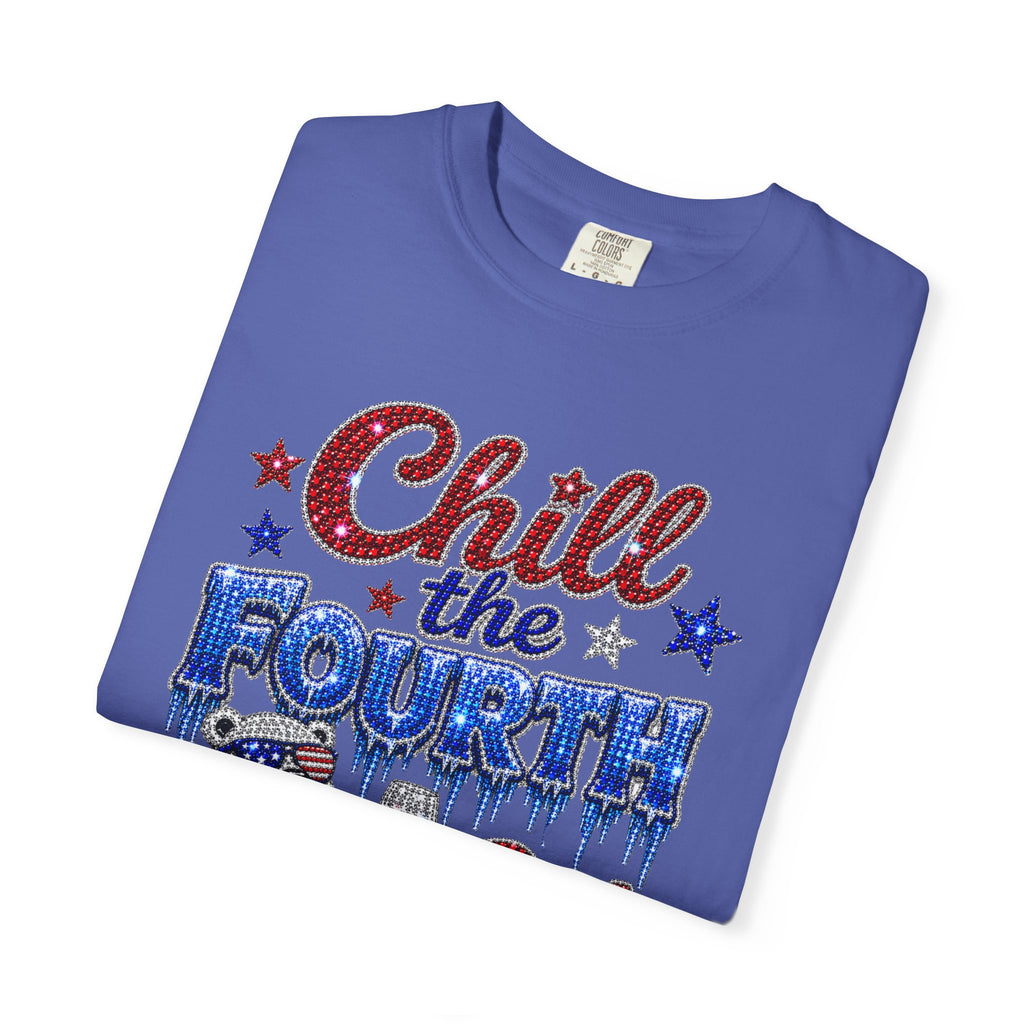 Chill the Fourth Out T-Shirt — Patriotic Relaxed Bear 4th of July Tee