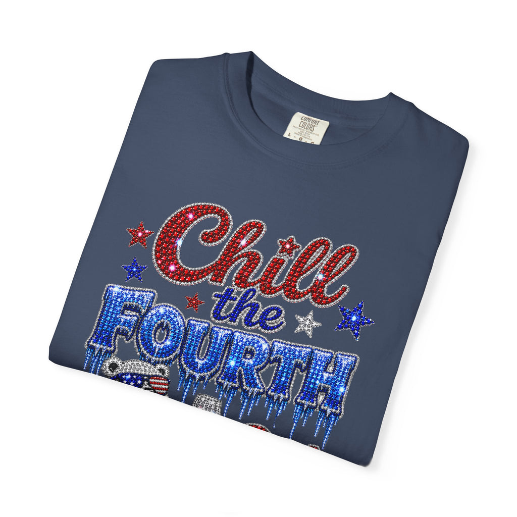 Chill the Fourth Out T-Shirt — Patriotic Relaxed Bear 4th of July Tee