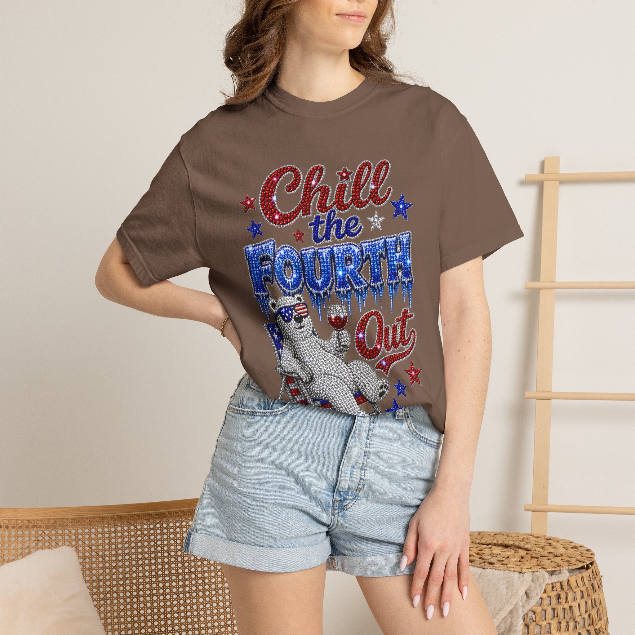 Chill the Fourth Out T-Shirt — Patriotic Relaxed Bear 4th of July Tee